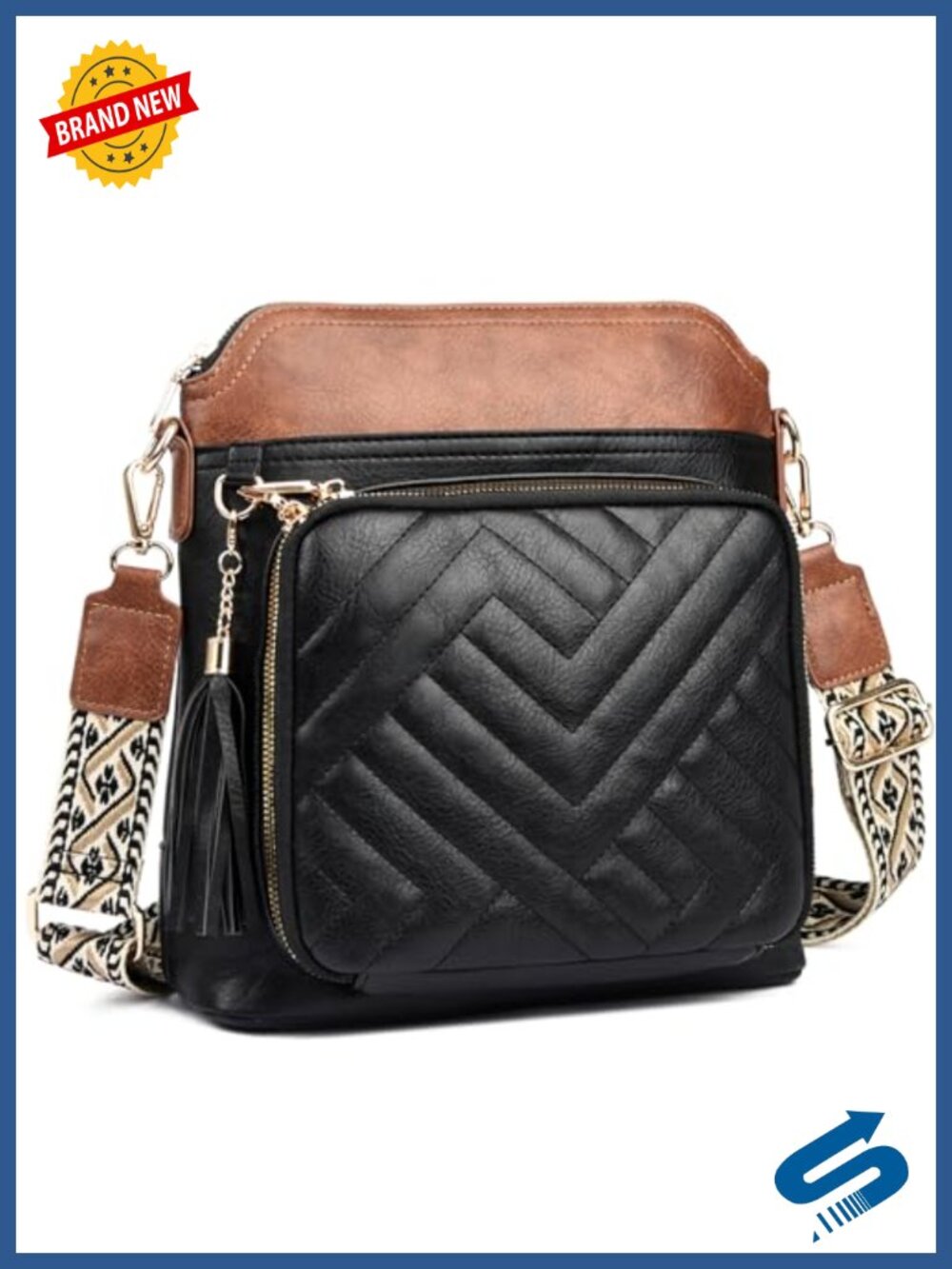 Anti-Theft Crossbody Bag Faux Leather RFID Built-in Wallet Tassel Charm
